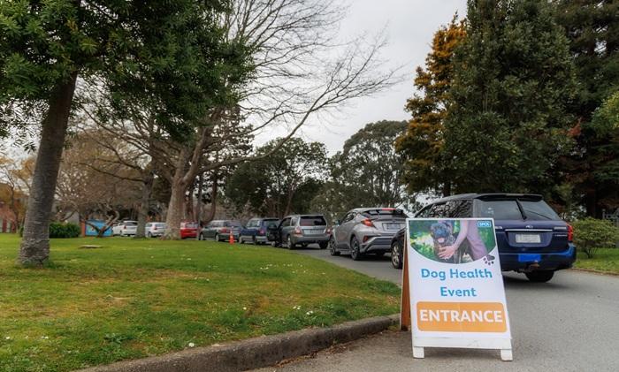Line of cars at SPCA event