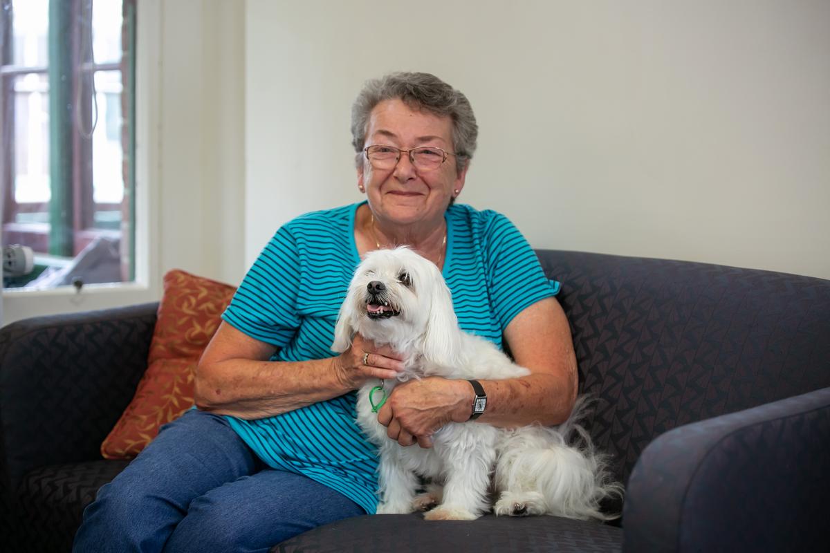 Julia and her canine companion Toby